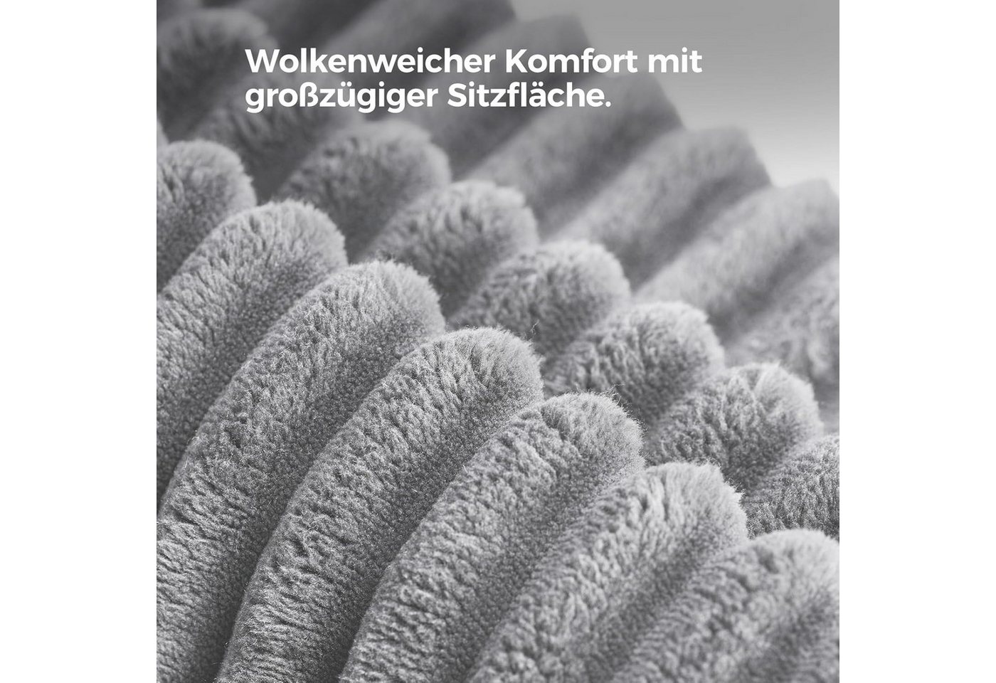 Patbrela Ecksofa Cord Schlafsofa L Form 265cm mit Abgerundeter Chaise Longue – Bild 3 von 5
