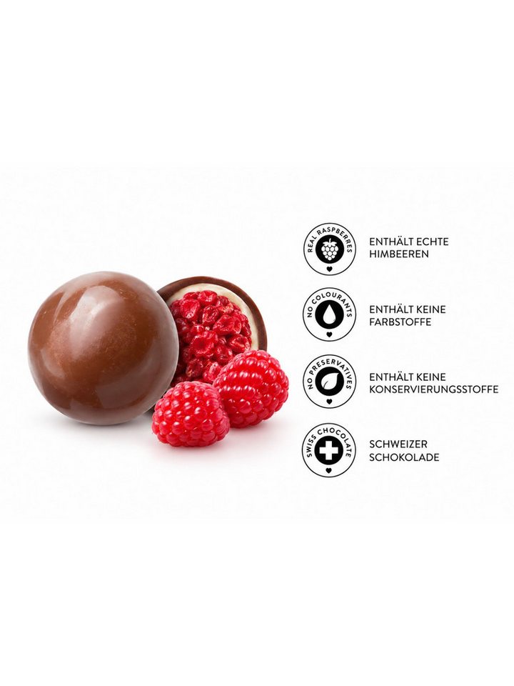 PATISLOVE Schokolade Himbeer Dragees, gefriergetrocknete Himbeeren, Vollmilch & weiß, 1 x 60 g, ohne Farb- und Konservierungsstoffe – Bild 3 von 5