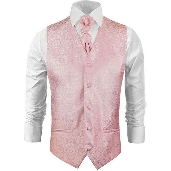 Paul Malone Anzugweste Herren Hochzeitsweste mit Plastron Set 2tlg barocke rosa (Set, 2-tlg., mit Weste und Plastron) altrosa V366