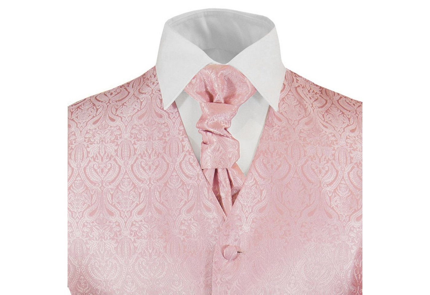 Paul Malone Anzugweste Herren Hochzeitsweste mit Plastron Set 2tlg barocke rosa (Set, 2-tlg., mit Weste und Plastron) altrosa V366, Gr. 48 (XS) – Bild 3 von 4