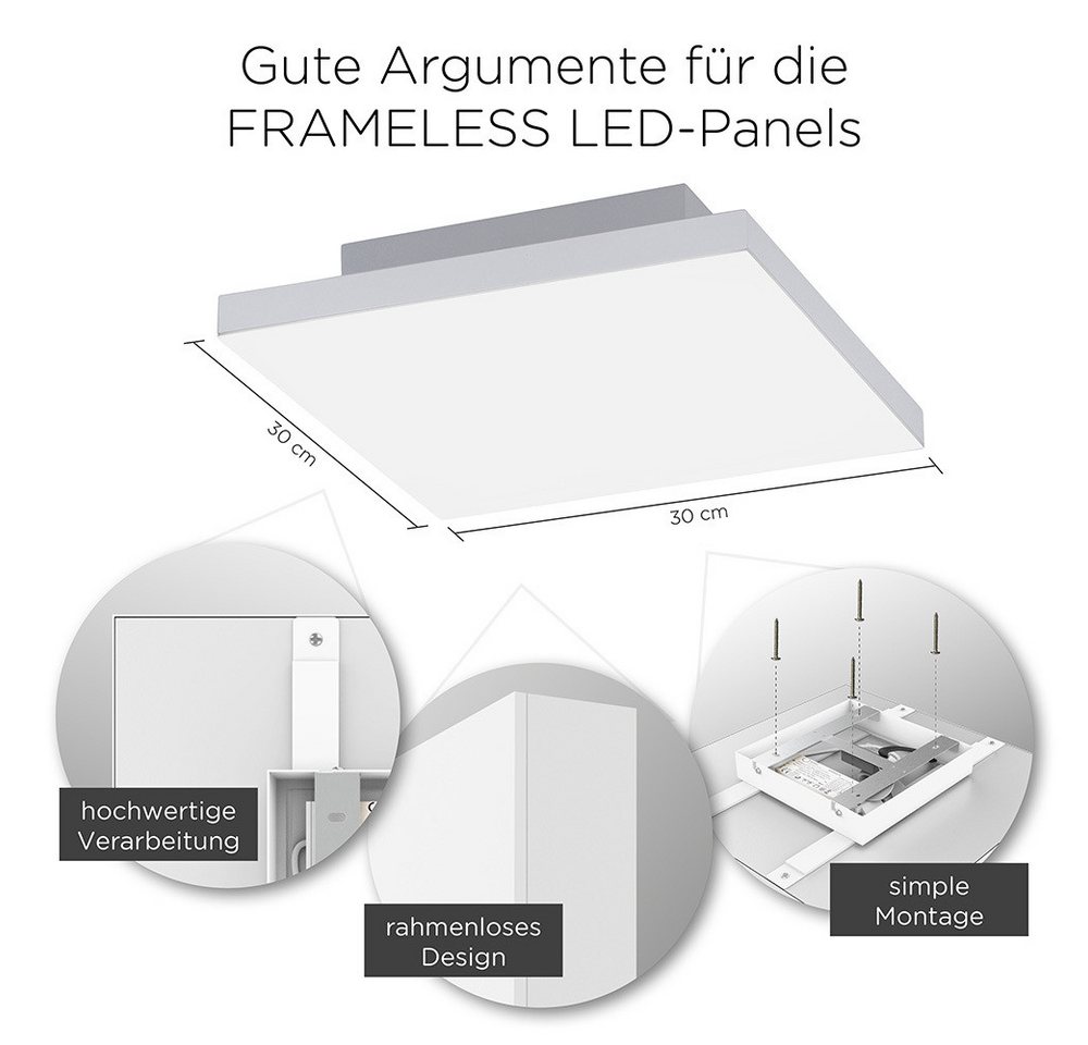 Paul Neuhaus LED Deckenleuchte LED Deckenlampe FRAMELESS, CCT-Farbtemperaturregelung, Dimmfunktion, 1x LED Board 17W, Warmweiß bis Kaltweiß, CCT Farbwechsel dim – Bild 3 von 5