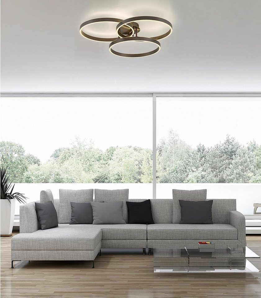 Paul Neuhaus LED Deckenleuchte VELUNA, Braun, Metall, Dimmfunktion, LED fest integriert, Tageslichtweiß, mit Fernbedienung, Memoryfunktion, B 71,1 x H 15,1 x T  – Bild 2 von 5
