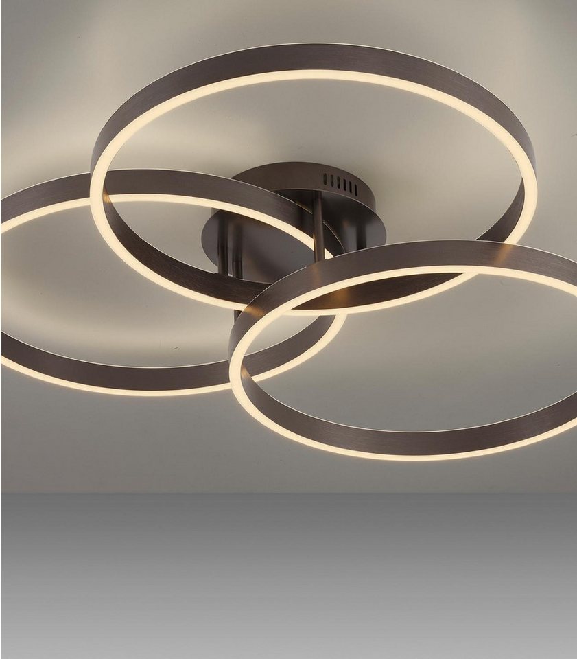 Paul Neuhaus LED Deckenleuchte VELUNA, Braun, Metall, Dimmfunktion, LED fest integriert, Tageslichtweiß, mit Fernbedienung, Memoryfunktion, B 71,1 x H 15,1 x T  – Bild 3 von 5