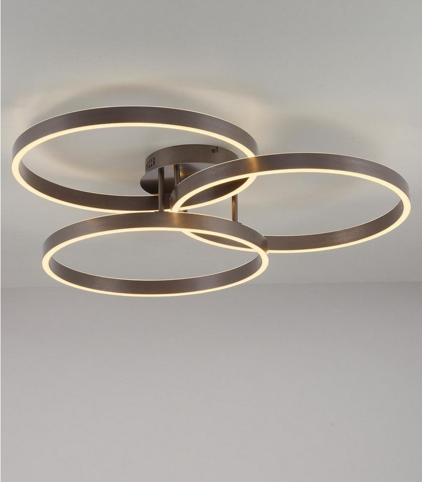 Paul Neuhaus LED Deckenleuchte VELUNA, Braun, Metall, Dimmfunktion, LED fest integriert, Tageslichtweiß, mit Fernbedienung, Memoryfunktion, B 71,1 x H 15,1 x T  – Bild 5 von 5
