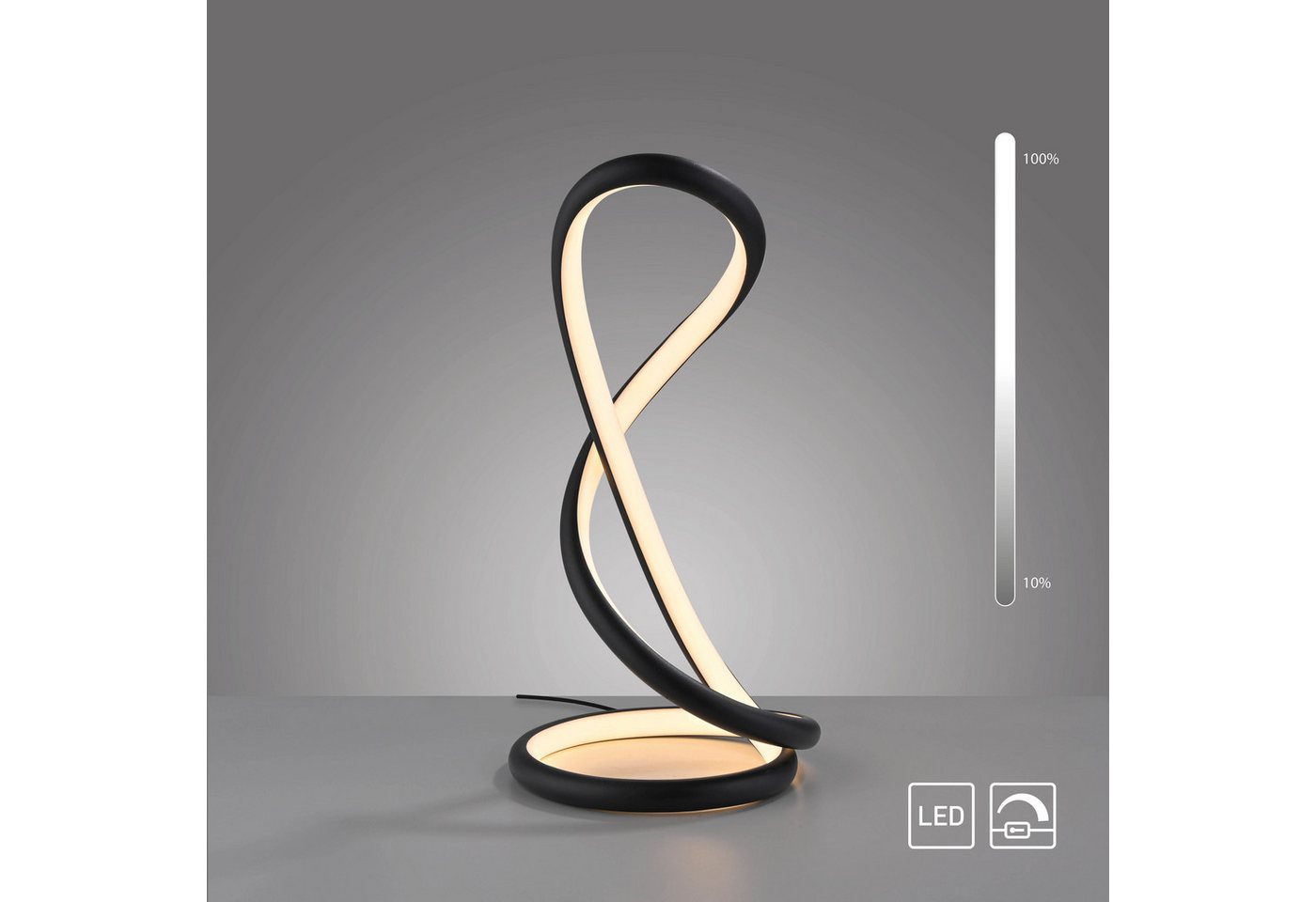 Paul Neuhaus LED Tischleuchte TWIST, LED fest integriert, Warmweiß, Schnurdimmer – Bild 5 von 5