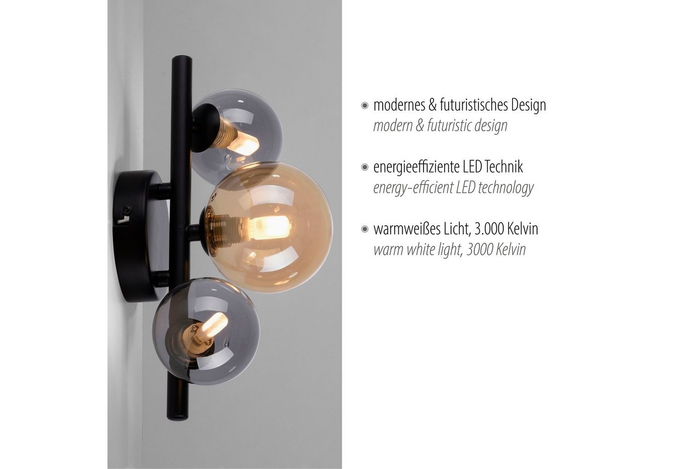 Paul Neuhaus LED Wandleuchte POPSICLE, LED wechselbar, Warmweiß – Bild 5 von 5