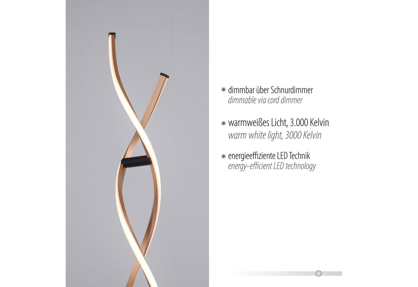Paul Neuhaus Stehlampe POLINA, Dimmfunktion, LED fest integriert, Warmweiß, LED, dimmbar über Schnurdimmer – Bild 5 von 5