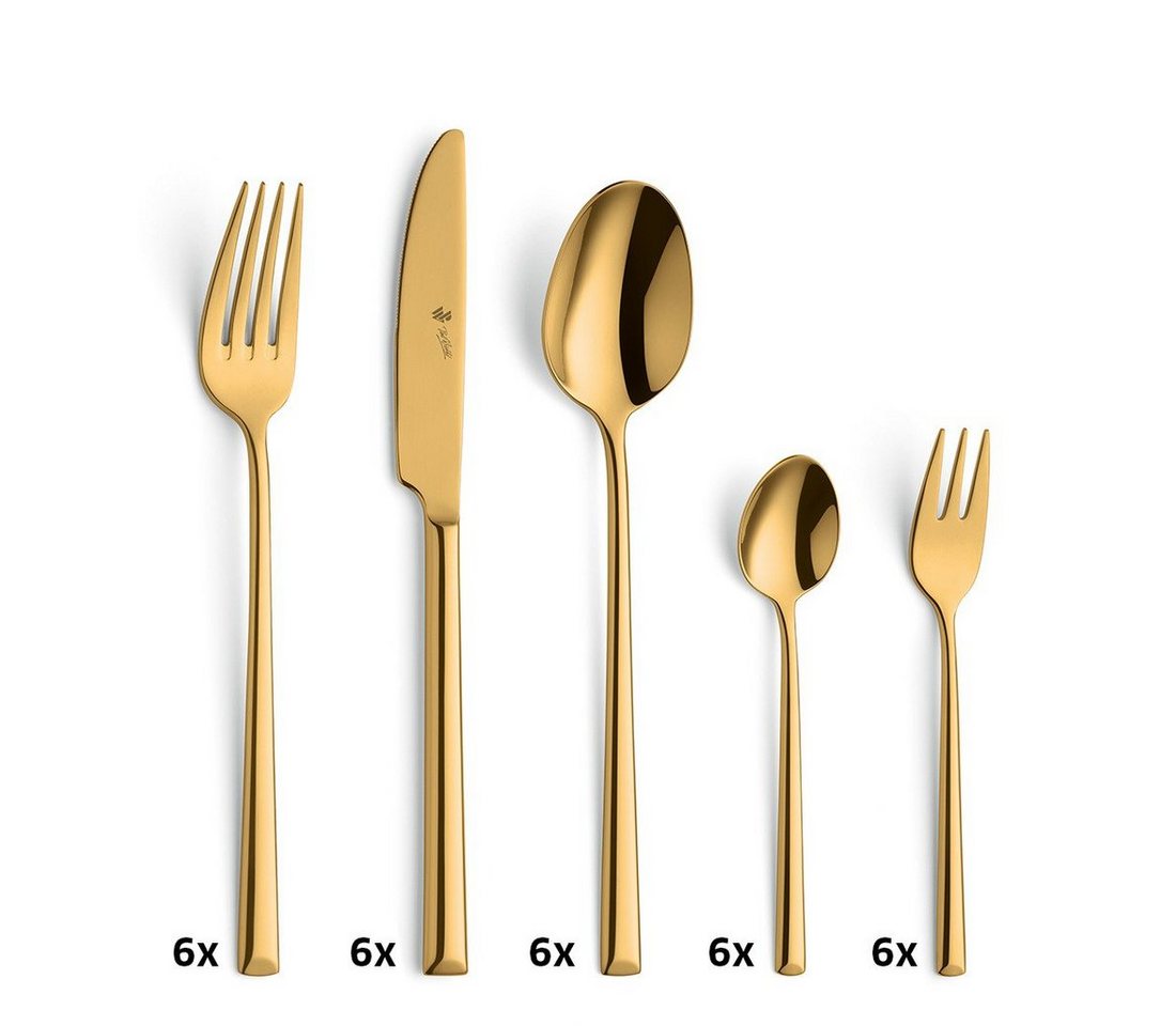 Paul Wirths Besteck-Set VIVENDI (30-tlg), 6 Personen, Edelstahl Rostfrei 18/10, Handreinigung empfohlen, goldfarbener PVD Veredelung, hochglanzpoliert – Bild 4 von 5