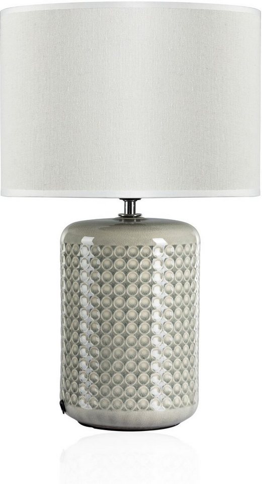 Pauleen LED Tischleuchte Go for Glow, Leuchtmittel wechselbar, Warmweiß, E27, 3-Step dimmbar weiß/grün, 230 V, Stoff/Keramik – Bild 2 von 5