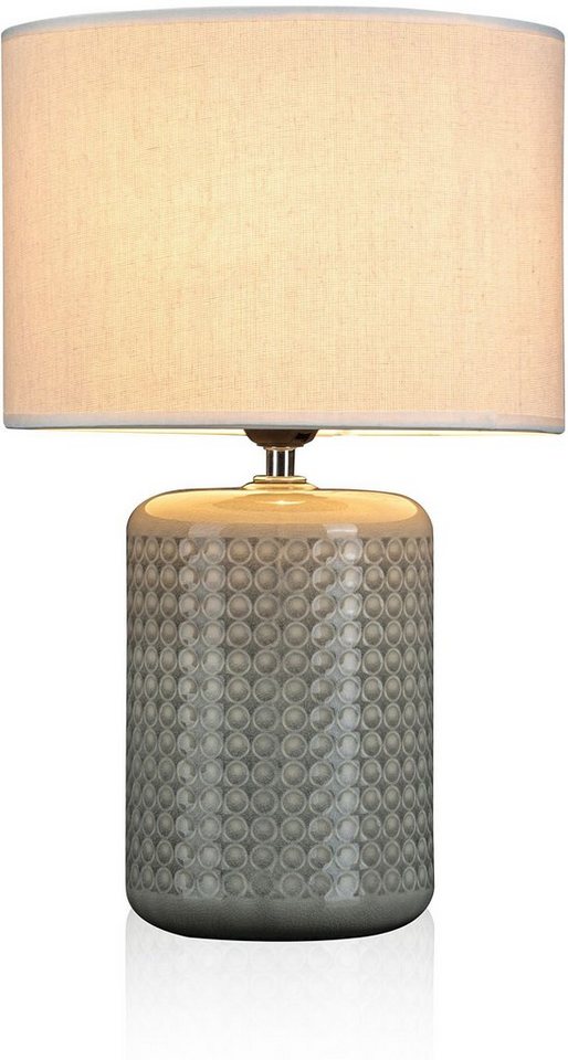 Pauleen LED Tischleuchte Go for Glow, Leuchtmittel wechselbar, Warmweiß, E27, 3-Step dimmbar weiß/grün, 230 V, Stoff/Keramik – Bild 3 von 5