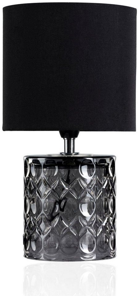 Pauleen Tischleuchte Crystal Glow, ohne Leuchtmittel, E14, max. 20W E14, schwarz/grau, 230V, Stoff/Glas – Bild 2 von 5