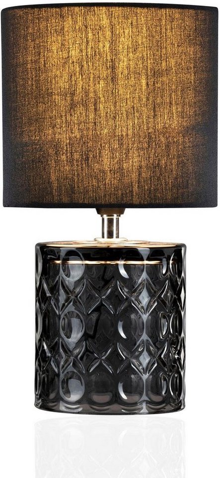 Pauleen Tischleuchte Crystal Glow, ohne Leuchtmittel, E14, max. 20W E14, schwarz/grau, 230V, Stoff/Glas – Bild 3 von 5