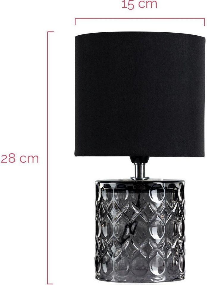 Pauleen Tischleuchte Crystal Glow, ohne Leuchtmittel, E14, max. 20W E14, schwarz/grau, 230V, Stoff/Glas – Bild 4 von 5