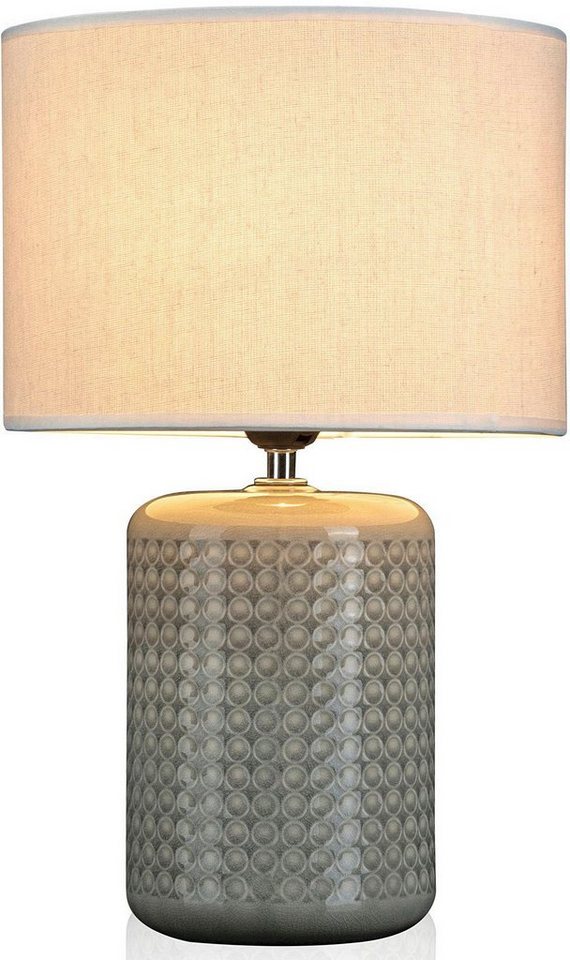 Pauleen Tischleuchte Go for Glow, ohne Leuchtmittel, E27, Beige/Grau/Grün, Stoffschirm, Keramikfuß – Bild 2 von 5