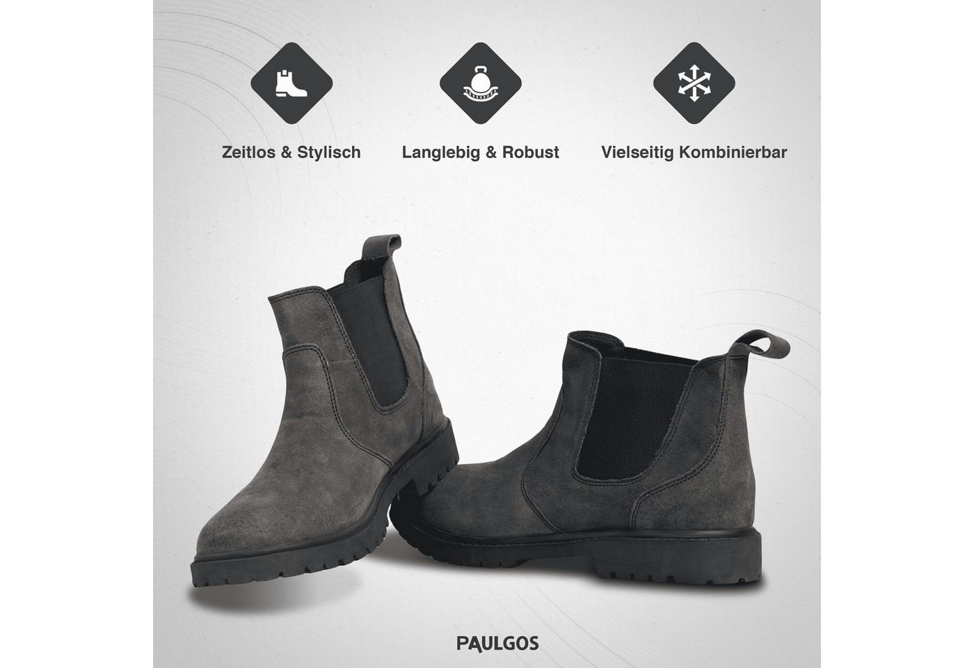 PAULGOS Herren Chelsea Boots, Stiefeletten Größe 39-47 in 3 Farben Chelseaboots – Bild 5 von 5