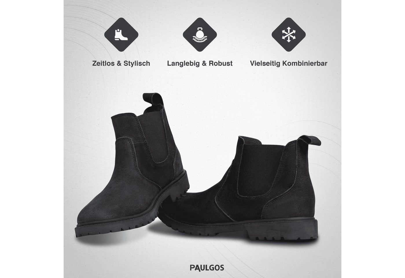 PAULGOS Herren Chelsea Boots, Stiefeletten Größe 39-47 in 3 Farben Chelseaboots – Bild 5 von 5