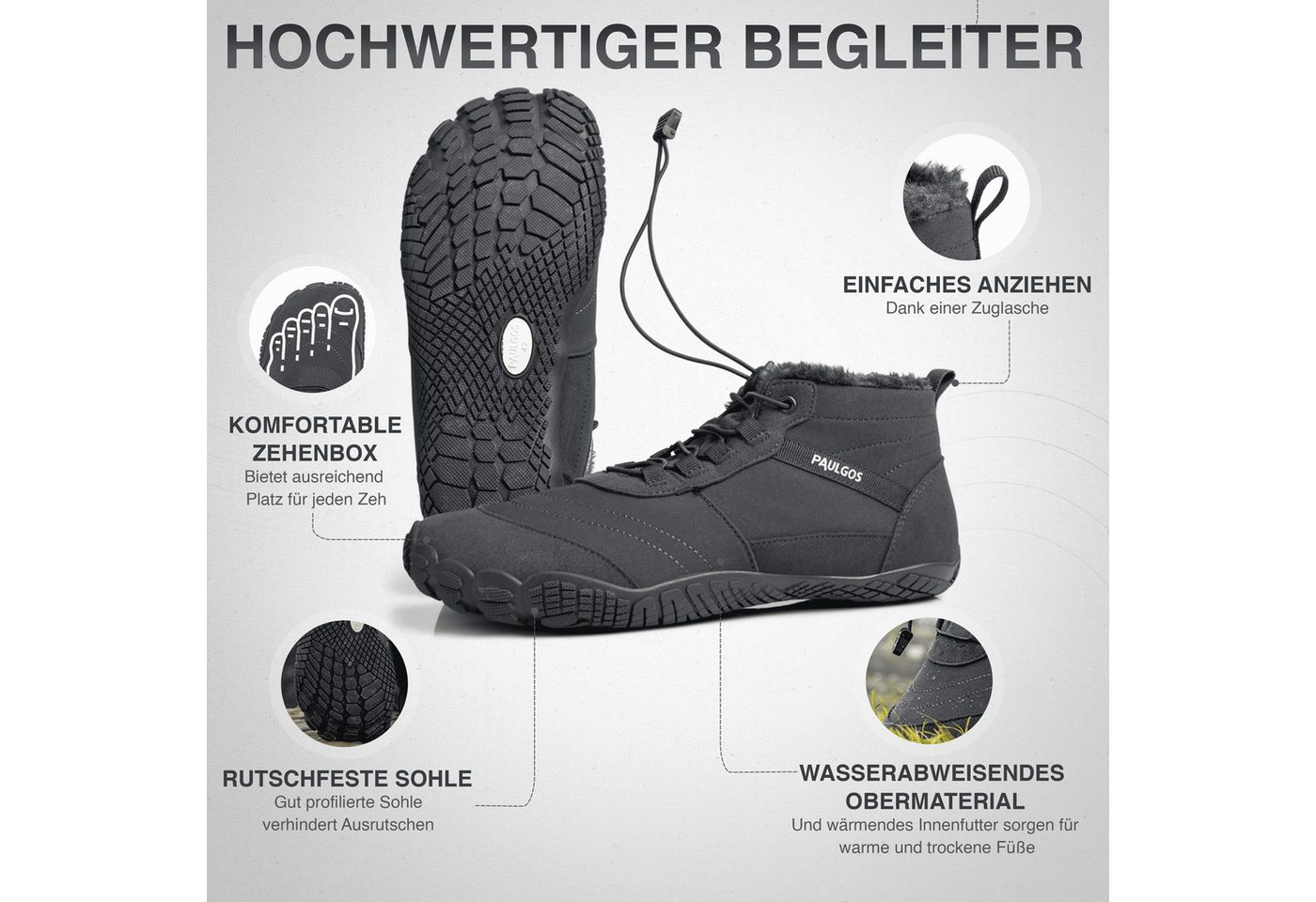 PAULGOS Winterbarfußschuhe, unisex, Größe 37-47 in 3 Farben Haferlschuh – Bild 2 von 5