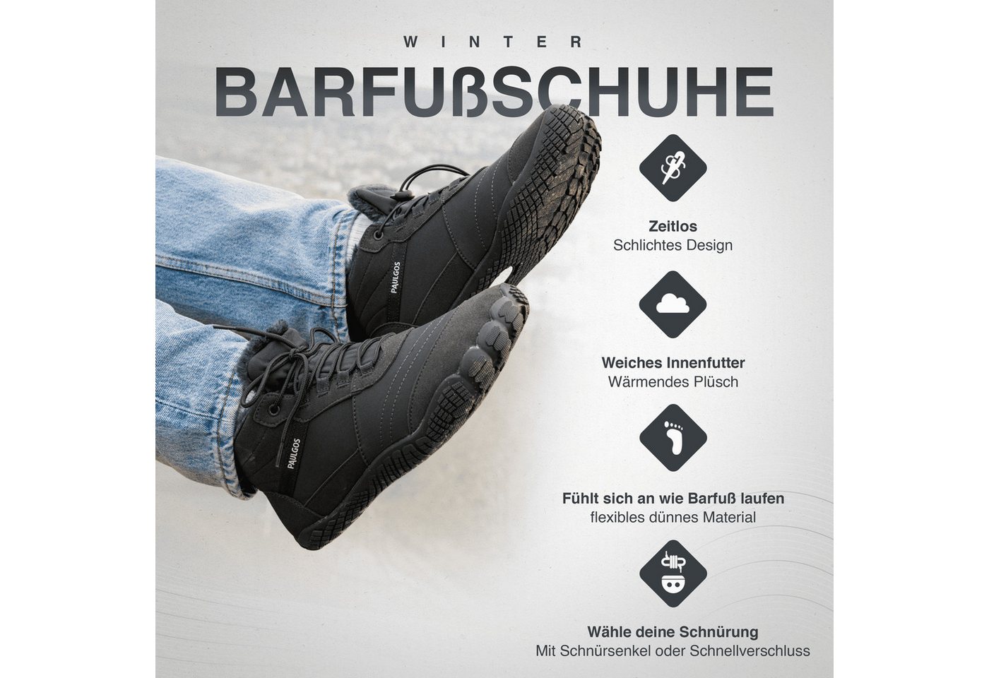 PAULGOS Winterbarfußschuhe, unisex, Größe 37-47 in 3 Farben Haferlschuh – Bild 3 von 5