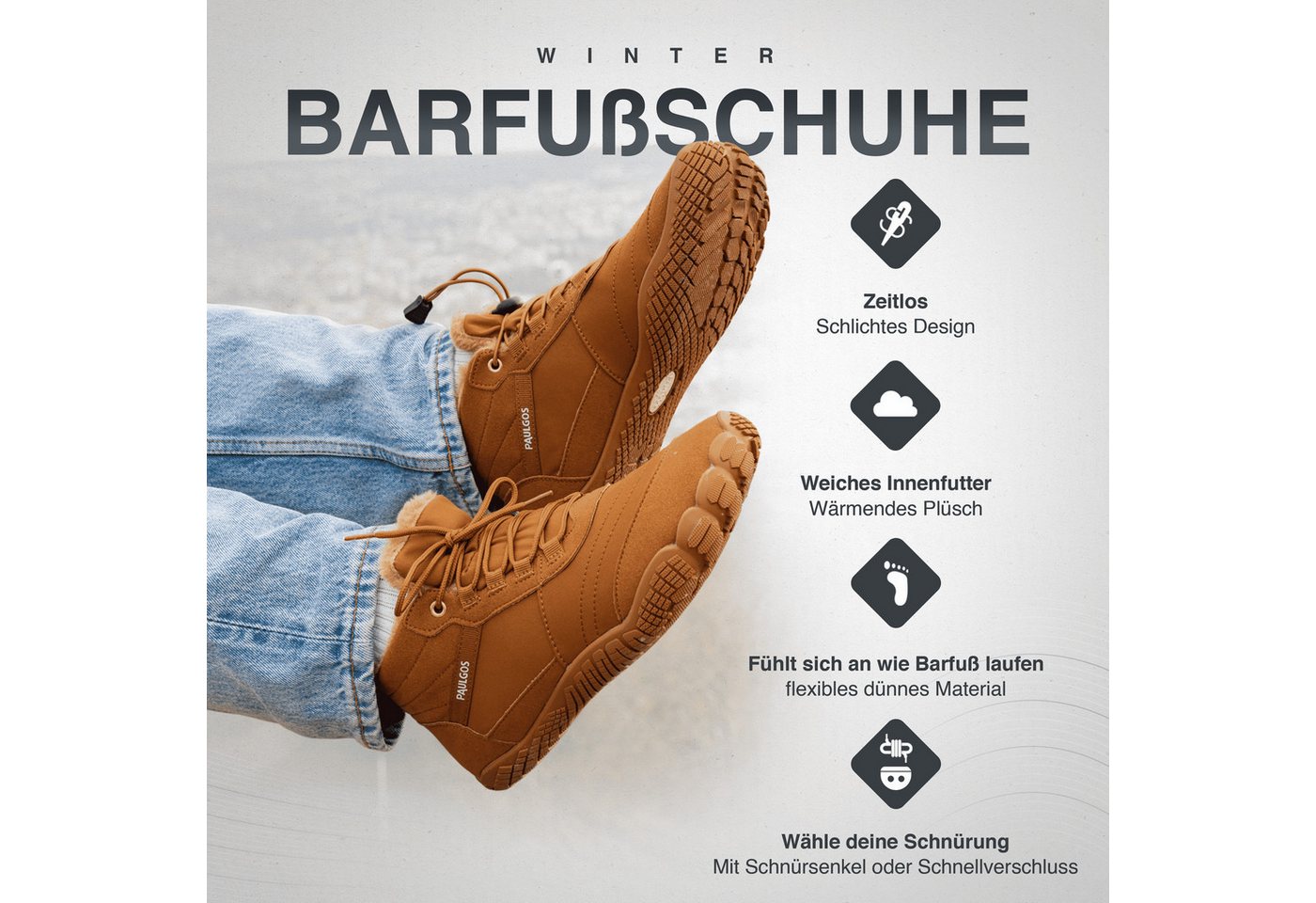 PAULGOS Winterbarfußschuhe, unisex, Größe 37-47 in 3 Farben Haferlschuh – Bild 3 von 5