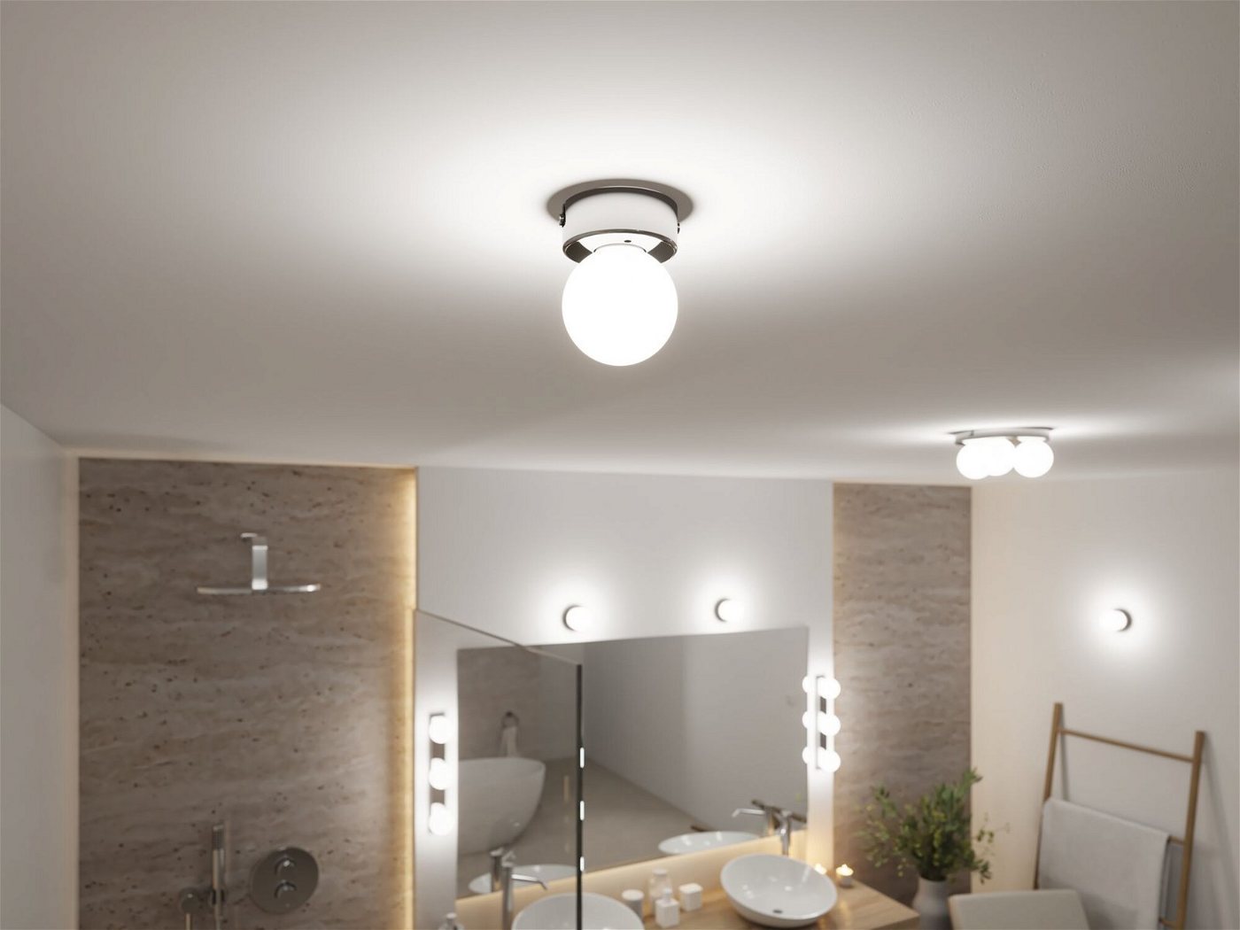 Paulmann Deckenleuchte Selection Bathroom Gove IP44 max. 1x20W Satin, Glas/Metall, ohne Leuchtmittel, G9 – Bild 2 von 5