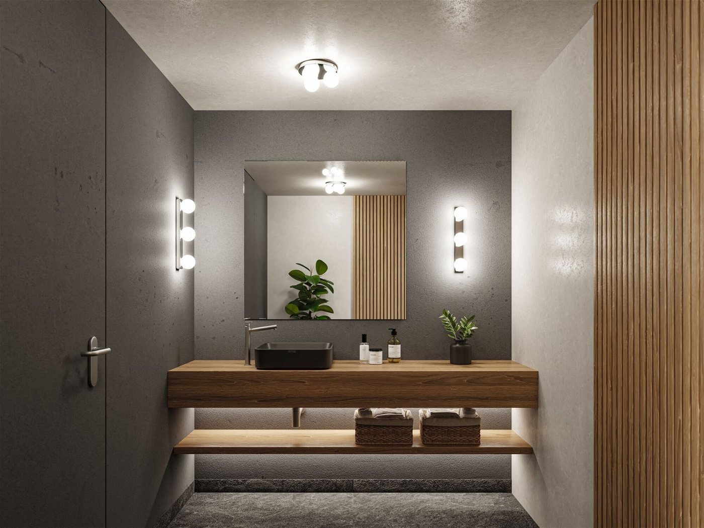 Paulmann Deckenleuchte Selection Bathroom Gove IP44 max. 3x20W Rondel Glas/Metall, ohne Leuchtmittel, G9 – Bild 2 von 5