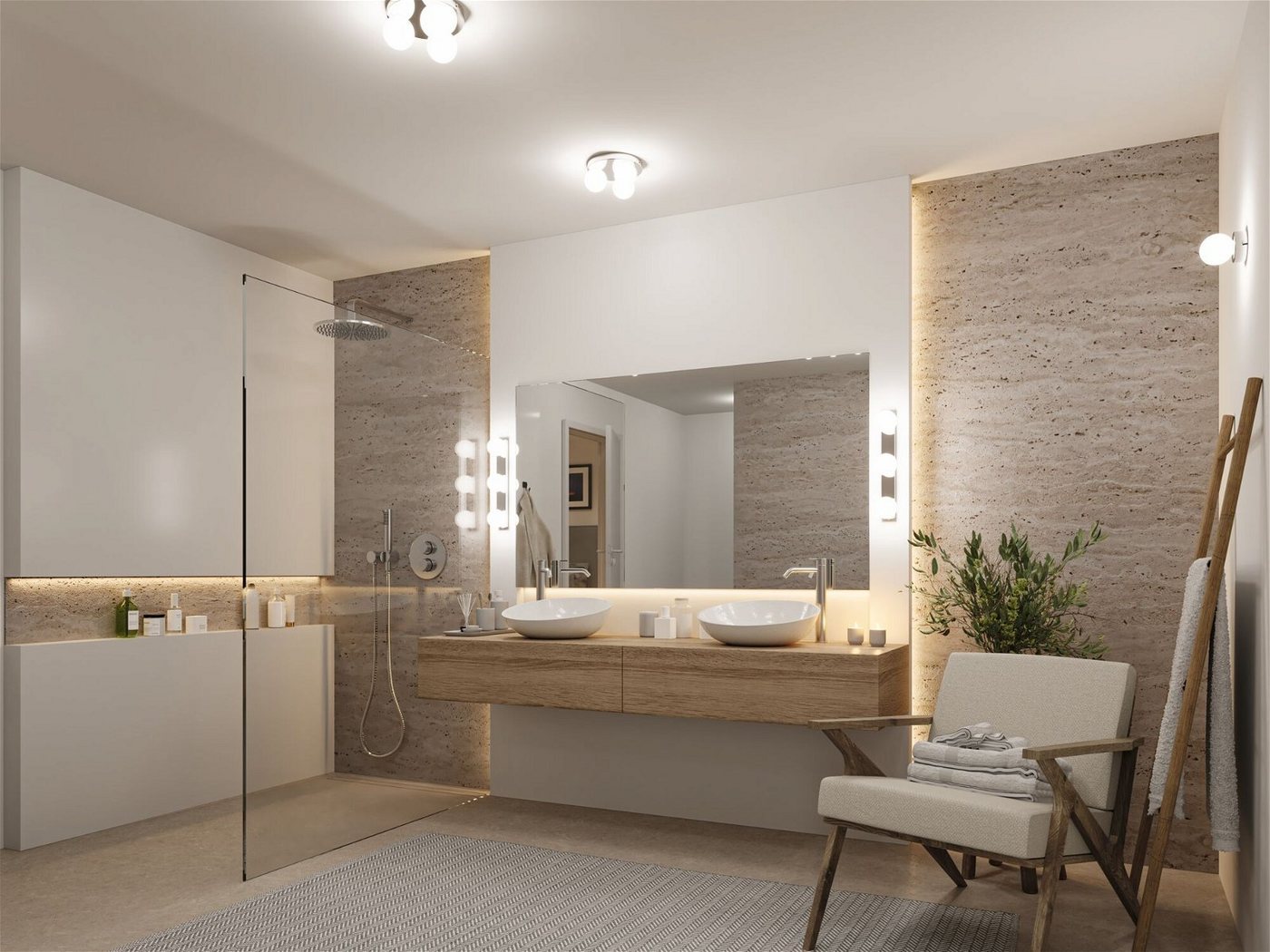 Paulmann Deckenleuchte Selection Bathroom Gove IP44 max. 3x20W Rondel Glas/Metall, ohne Leuchtmittel, G9 – Bild 5 von 5