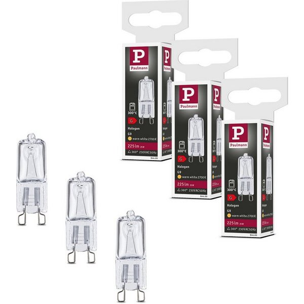 Paulmann Halogenlampe Set Halogen Stiftsockel Backofen G9 G9 230V 3x225lm 3x25W 2700K dimmba, G9, 3 St.