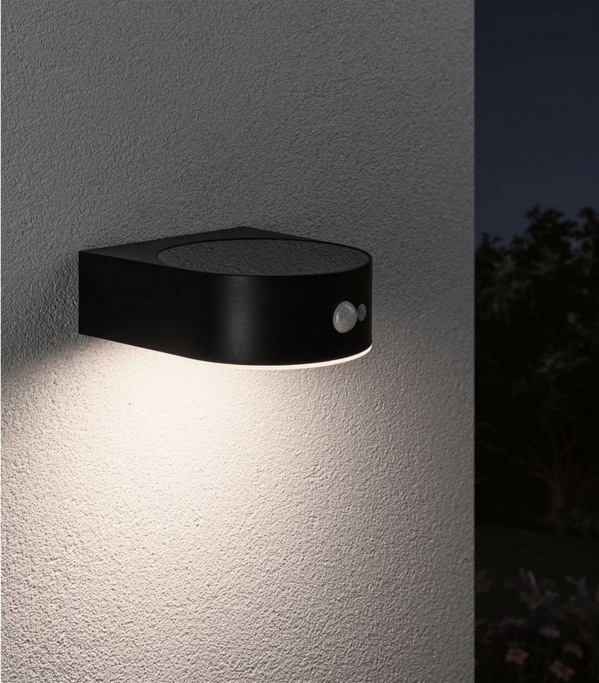 Paulmann LED Außen-Wandleuchte Solar Eileen IP44 3000K 400lm Schwarz, LED fest integriert, Warmweiß, Bewegungsmelder – Bild 2 von 5