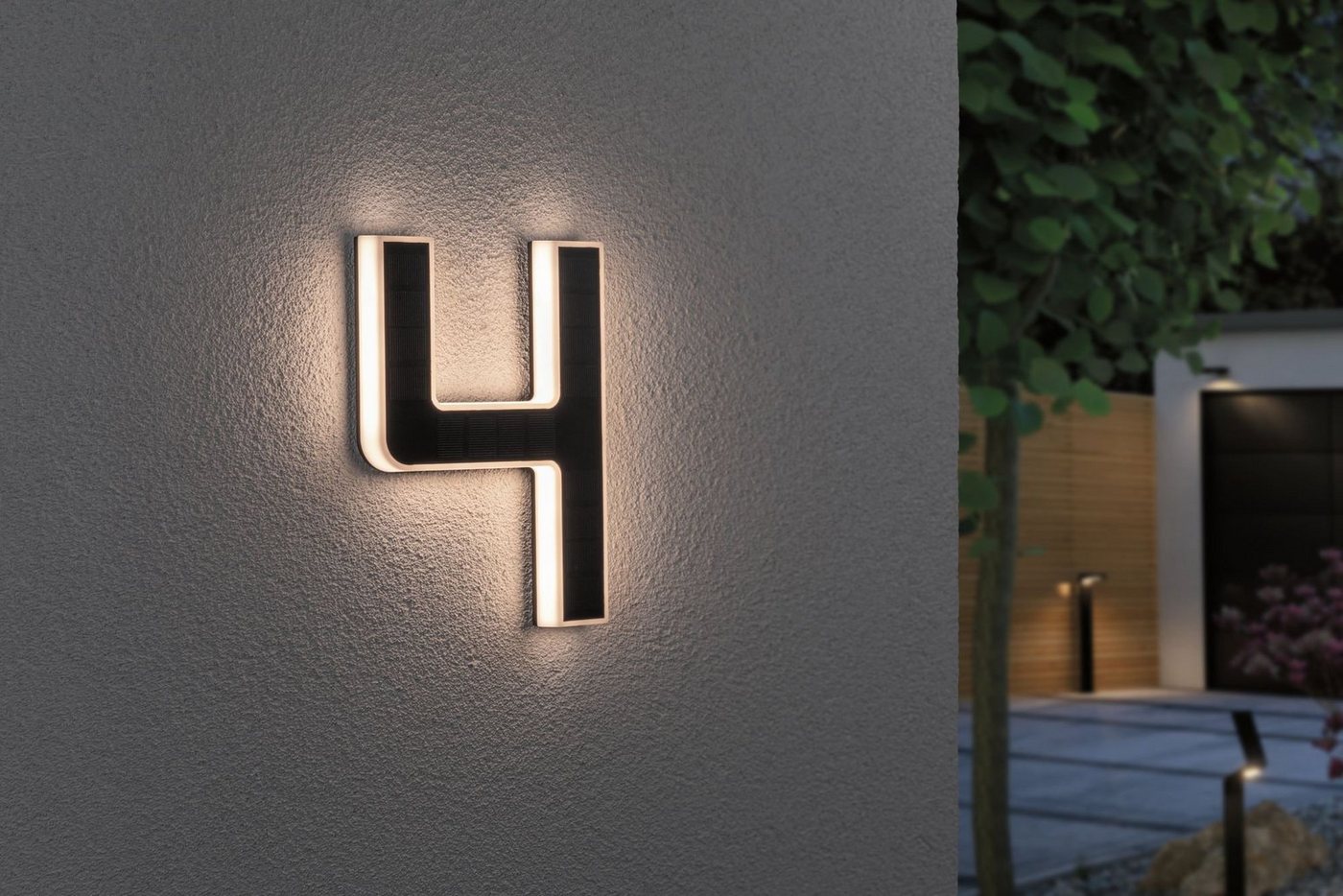 Paulmann LED Außen-Wandleuchte Solar Hausnummer, LED fest integriert, Warmweiß, LED-Modul, Hausnummern, Buchstaben wählbar, Akku wechselbar – Bild 3 von 5