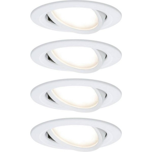 Paulmann LED Einbauleuchte 41307 Nova Coin Einbauleuchte 4er Set LED LED 24 W Weiß (matt), Schwenkbar