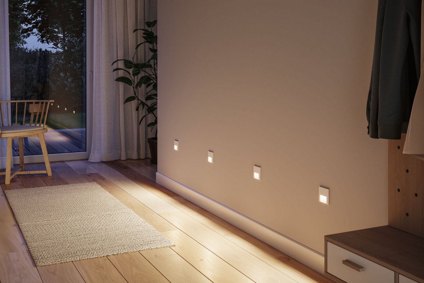 Paulmann LED Einbauleuchte LED Wandeinbauleuchte Tsaro eckig 80x36mm, LED fest integriert, Warmweiß – Bild 4 von 5
