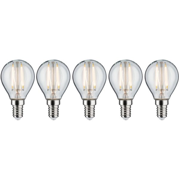 Paulmann LED-Filament 5er Pack 4,8W Tropfen E14 klar dimmbar 2700K, E14, 5 St., Warmweiß