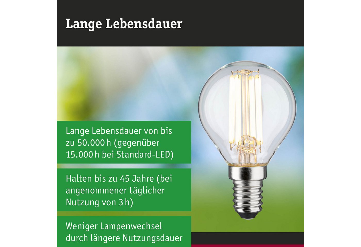 Paulmann LED-Filament Efficient-Line Filament 230V LED Tropfen E14 78 mm 840lm 4W 3000K Klar, E14, 1 St. – Bild 5 von 5
