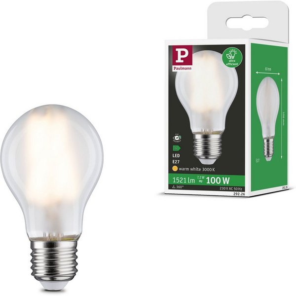 Paulmann LED-Leuchtmittel Efficient-Line Filament 230V LED Birne E27 1 St.1521lm 7,2W 3000K Matt, E27, 1 St., Warmweiß