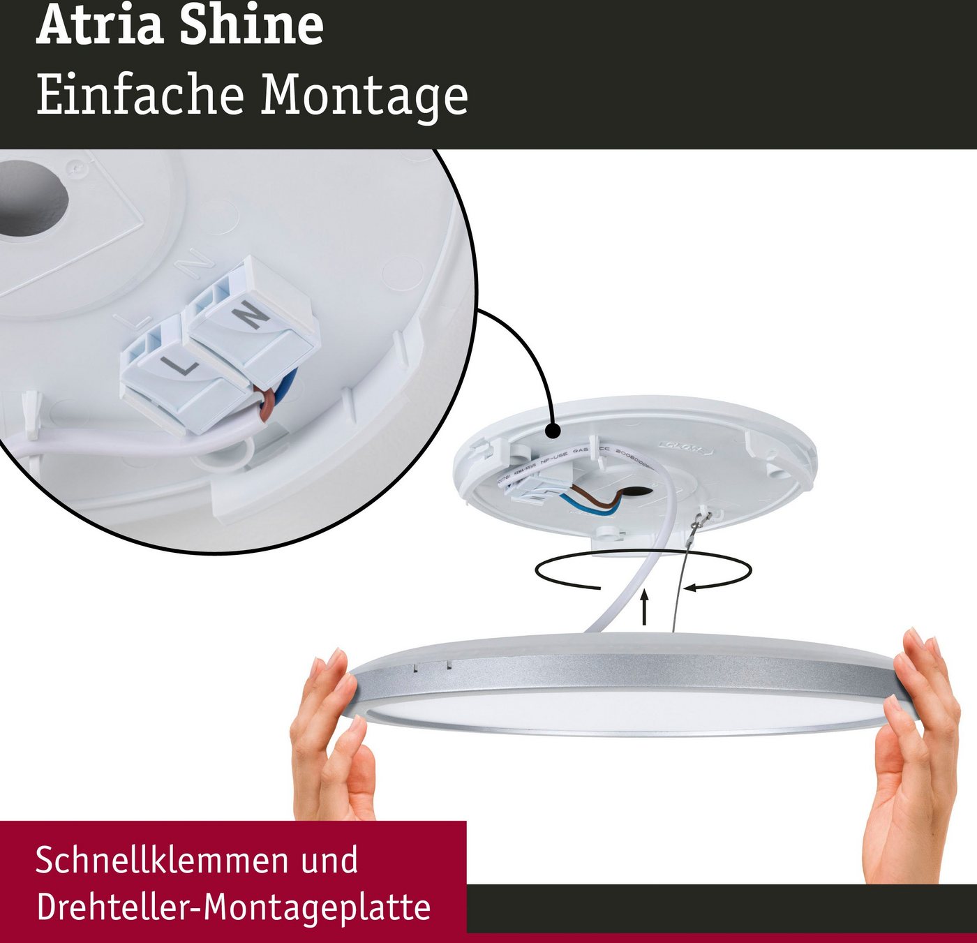 Paulmann LED Panel Atria Shine 3000K IP44 eckig, LED fest integriert, Warmweiß, Backlight – Bild 3 von 5