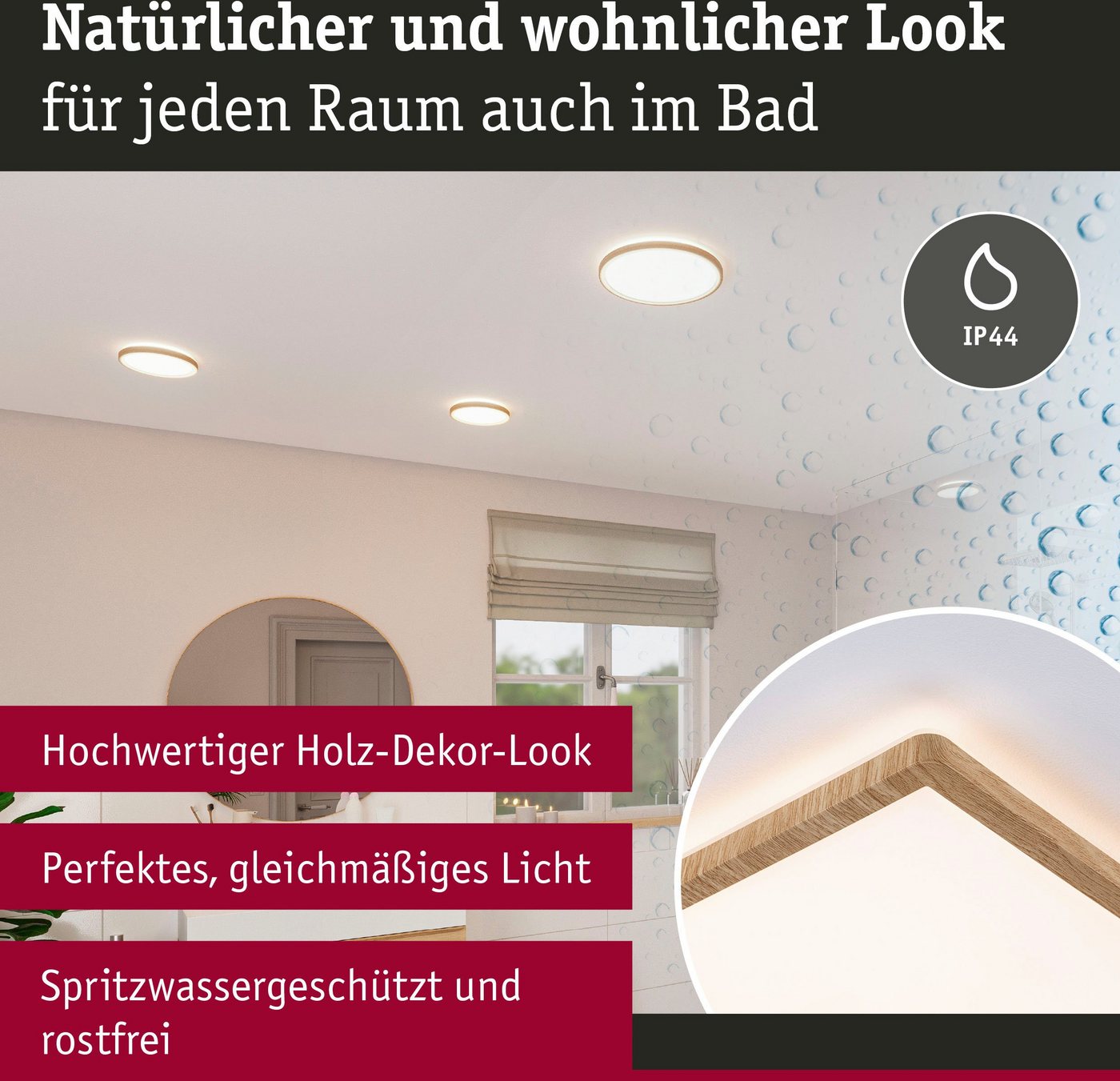 Paulmann LED Panel Atria Shine 3000K IP44 eckig, LED fest integriert, Warmweiß, Backlight – Bild 4 von 5