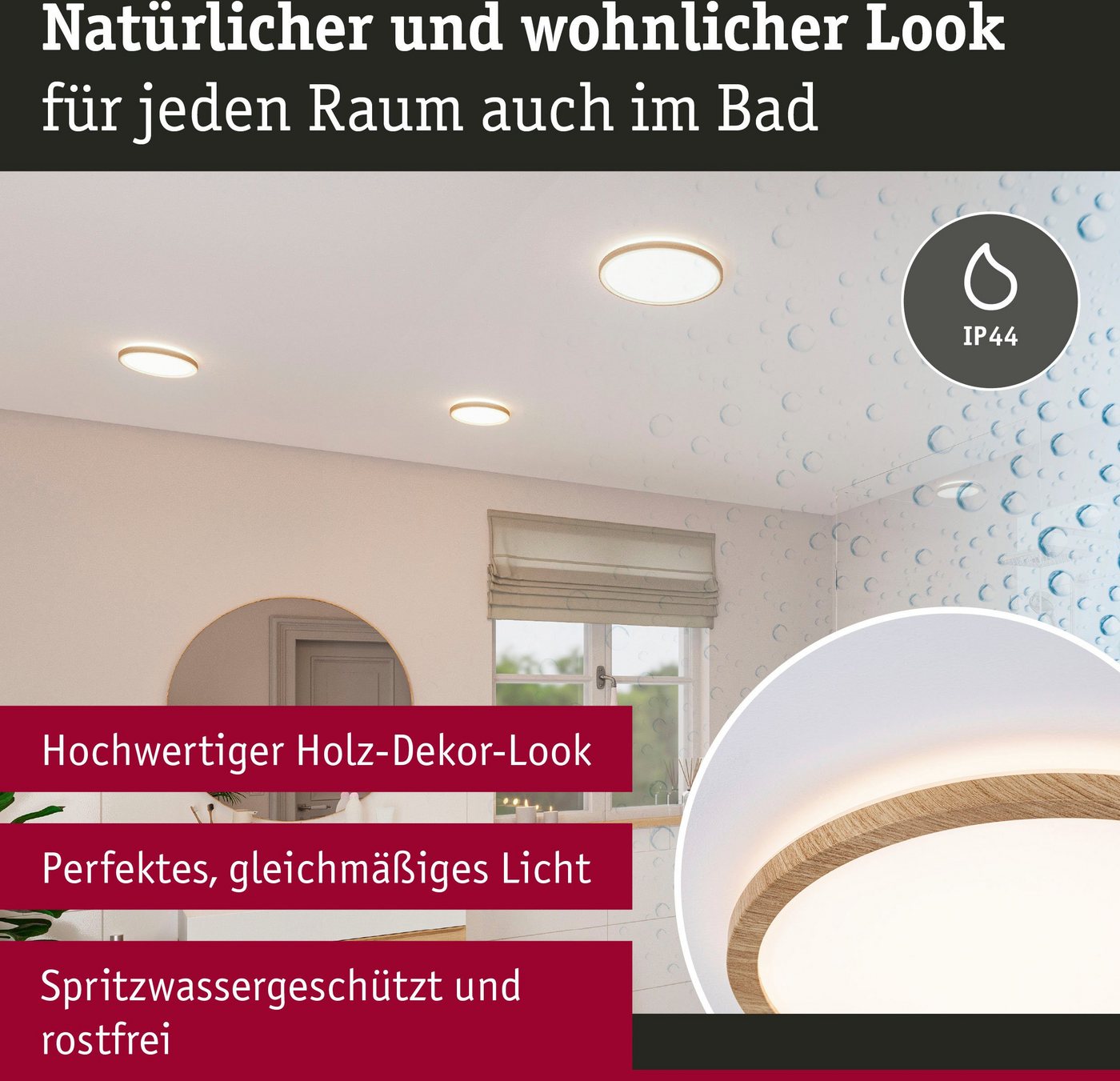 Paulmann LED Panel Atria Shine 3000K IP44 rund, LED fest integriert, Warmweiß, Backlight – Bild 4 von 5