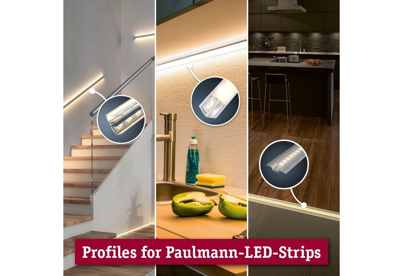 Paulmann LED-Streifen Corner Profil 100 cm Grau, Kunststoff Grau, Kunststoff – Bild 4 von 5