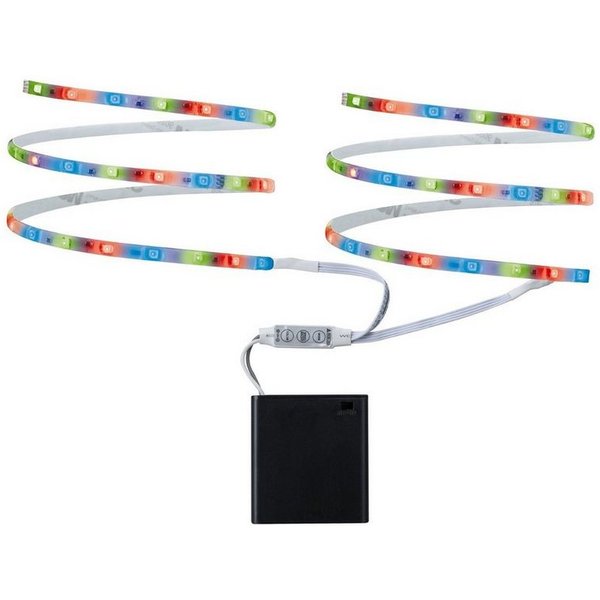 Paulmann LED-Streifen Function Mobil Strip 2x80cm RGB 1,2W 9V 6LR61 Weiß Metall/Kunststoff, 2-flammig