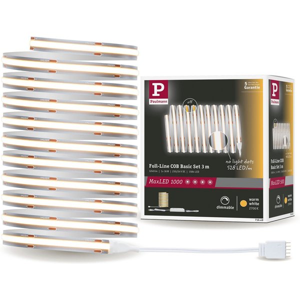 Paulmann LED-Streifen MaxLED 1000 Full-Line COB Basisset Warmweiß, 18W 1620lm 2700K, 1-flammig