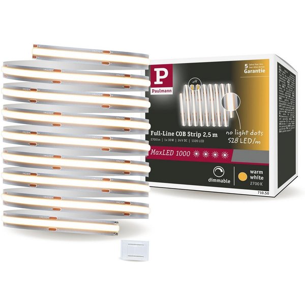Paulmann LED-Streifen MaxLED 1000 Full-Line COB Einzelstripe 2,5m Warmweiß 30W 2700lm 2700K, 1-flammig