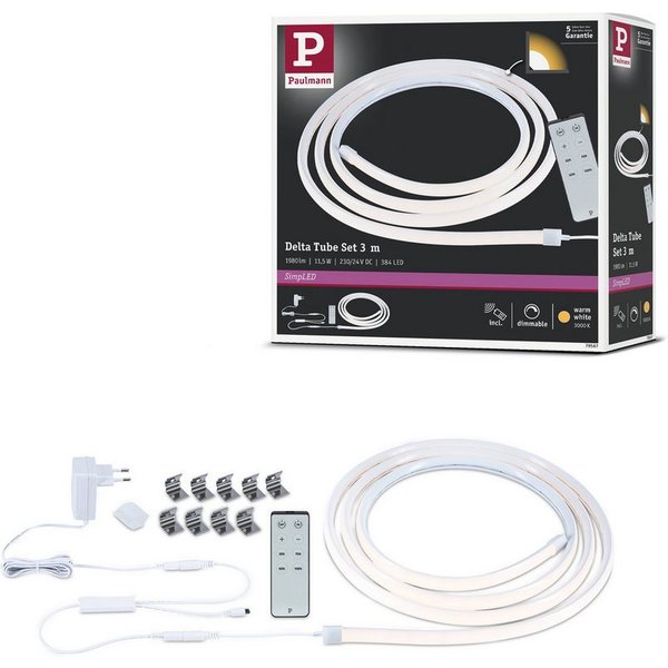Paulmann LED Stripe SimpLED LED Strip Delta Komplettset 3m beschichtet 11,5W 660lm/m 3000K