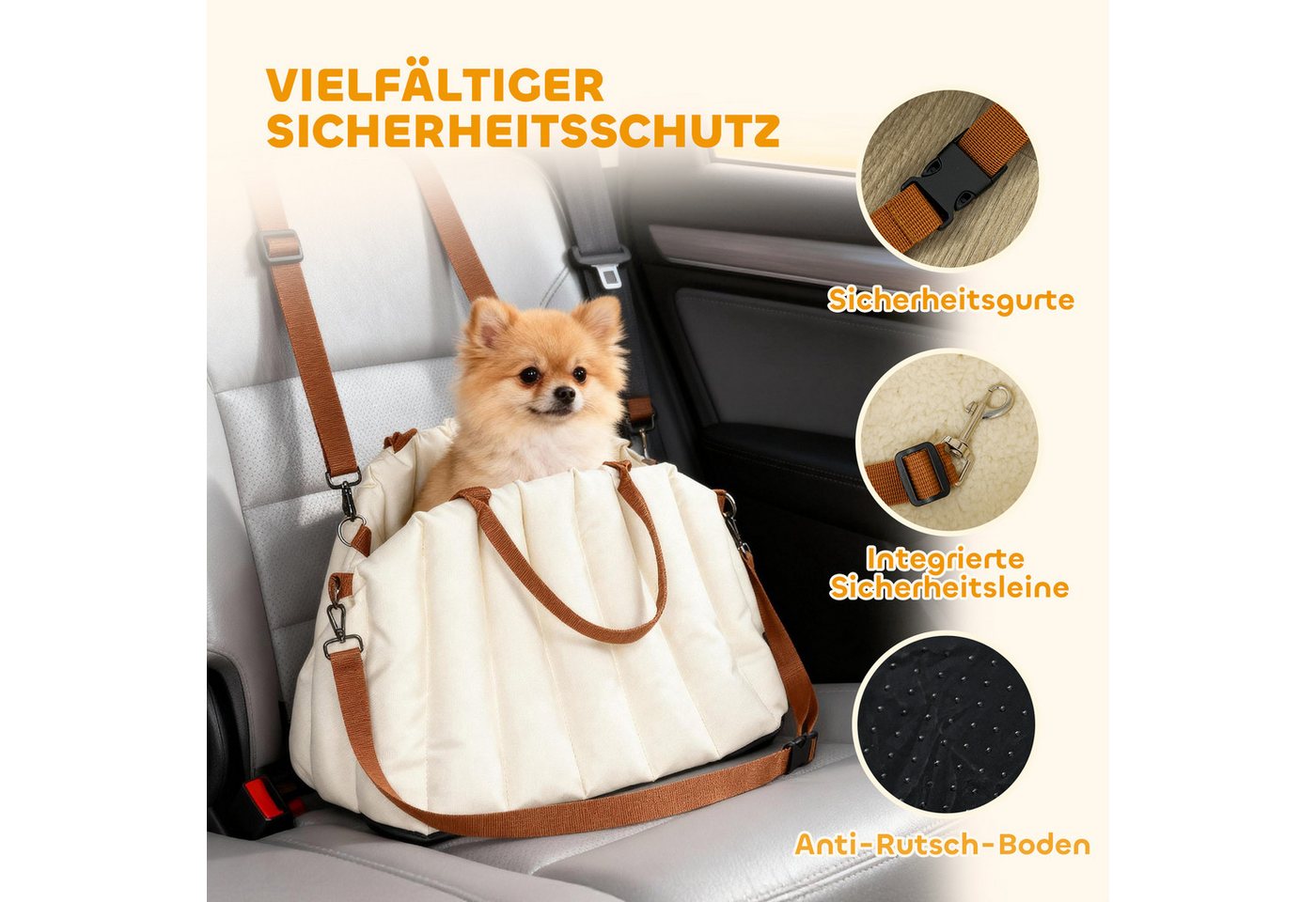 PawHut Hunde-Autositz Hundeautositz, Oxford-Stoff, Autositz für kleine Haustiere – Bild 4 von 5