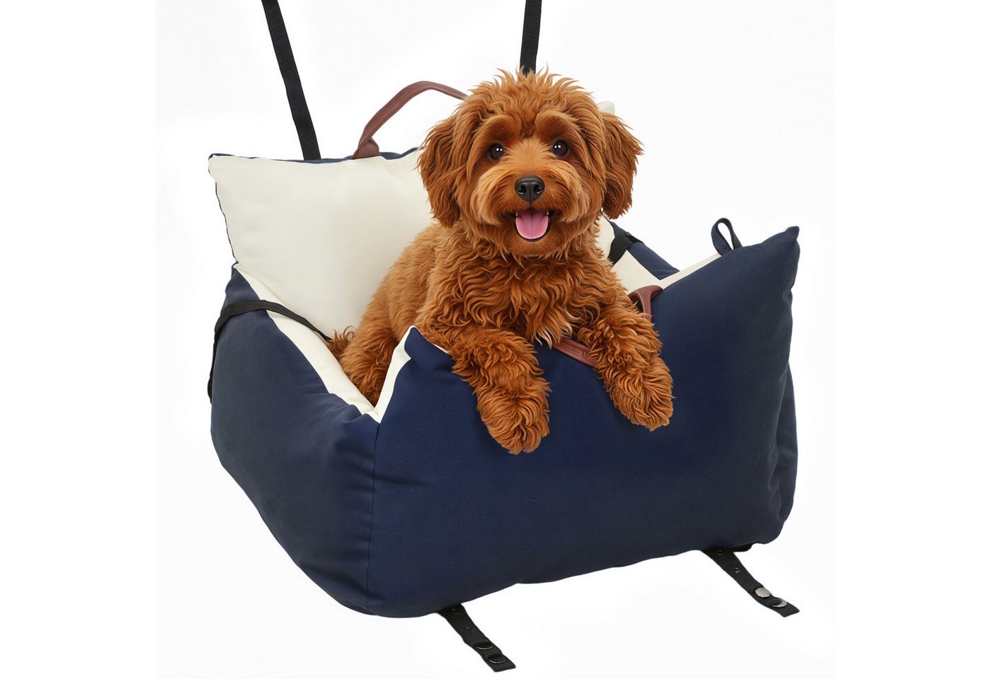 PawHut Hunde-Autositz mit Sicherheitsgurt, Baumwolle, für Kleine Hunde und Katzen Haustiere – Bild 2 von 5