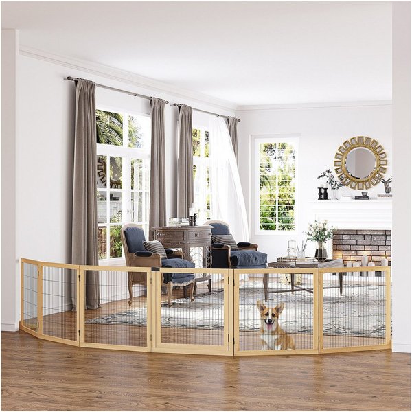 PawHut Hundegitter Freistehendes, mit Füßen, klappbares Treppenschutzgitter für Küche (Absperrgitter für Hund, 1 St., verstellbares Schutzgitter aus Holz), 432 