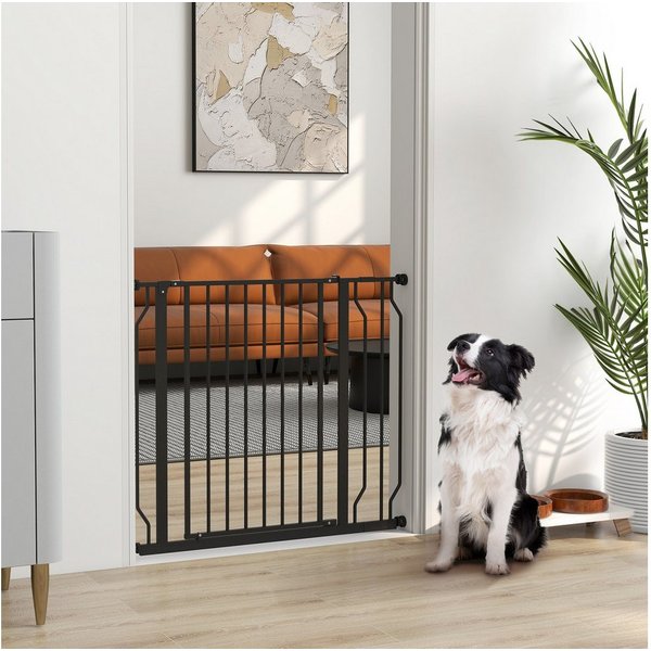 PawHut Hundegitter Treppenschutzgitter mit 10/20 cm Verlängerung Türgitter ohne Bohren (Absperrgitter, 1 St., Türschutzgitter), für Garten, Balkon, Schwarz