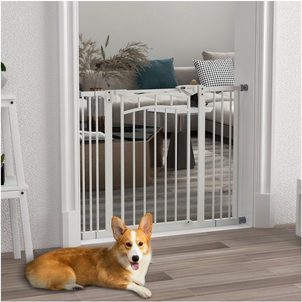 PawHut Hundegitter Treppenschutzgitter mit Türschutzgitter Auto-Close Doppelverriegelung (Kaminschutzgitter, 1 St., Hundeabsperrgitter), ohne Bohren für kleine 