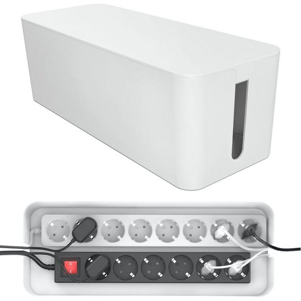Pazzimo Kabelbox Design Kabelbox Kabelmanager Ladebox Box Weiß, (1x Kabelbox, Aufbewahrung), Kabel-Organizer Strom Ladestation für Zuhause TV PC Büro Schreibtis