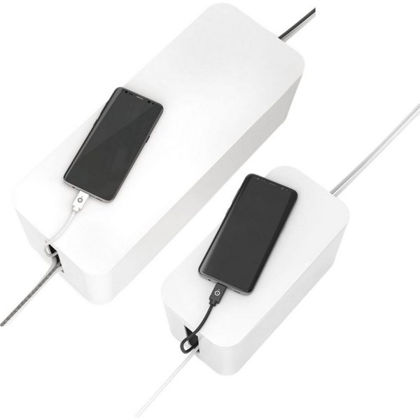 Pazzimo Kabelbox Set 2x Kabelbox Kabelmanager Ladebox Box Weiß, (1x Kabelbox Maxi + 1x Kabelbox Mini, 2-tlg., Set), Kabel-Organizer Strom Ladestation für Zuhaus
