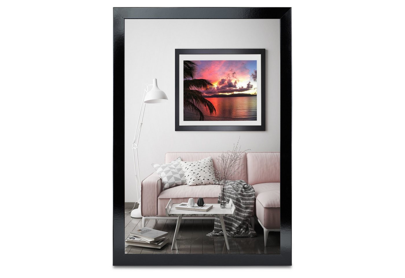 PCH[art] Bilderrahmen Rahmen New Alaya, in: weiß schwarz Alu, Größe: 10x15 bis 90x120 cm, für 1 Bilder, MDF Leiste ummantelt mit Dekorfolie – Bild 2 von 5